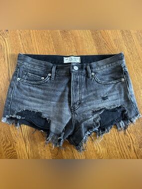 Loving Good Vibrations Cutoffs Washed Black Distressed Denim Shorts